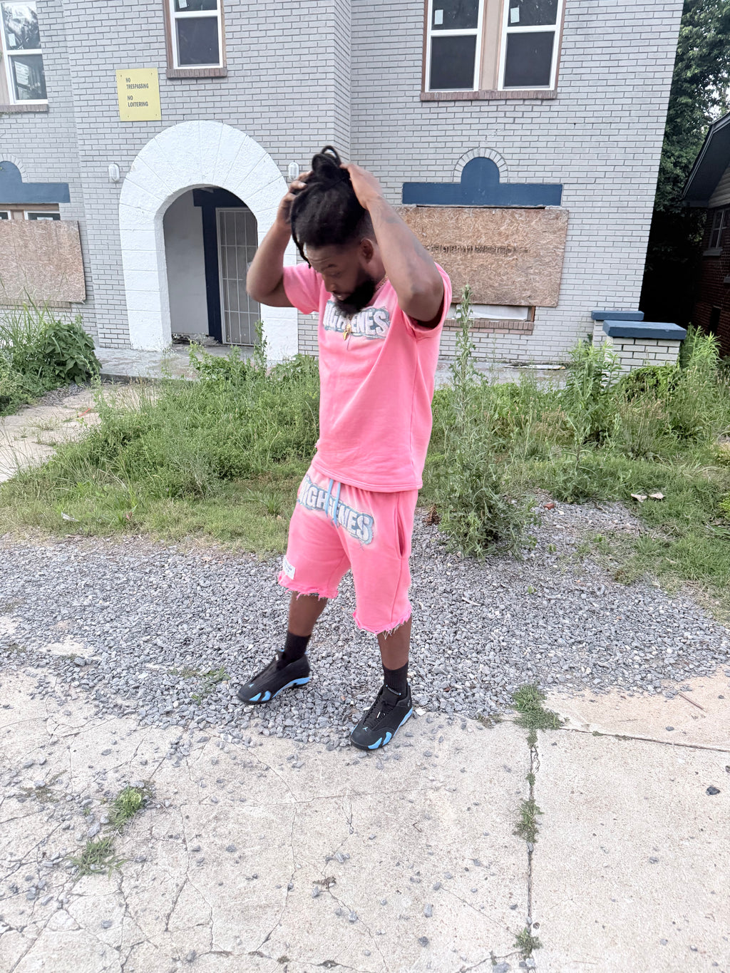 HIGHGENES "Chenille/Denim logo" Set (Pink)